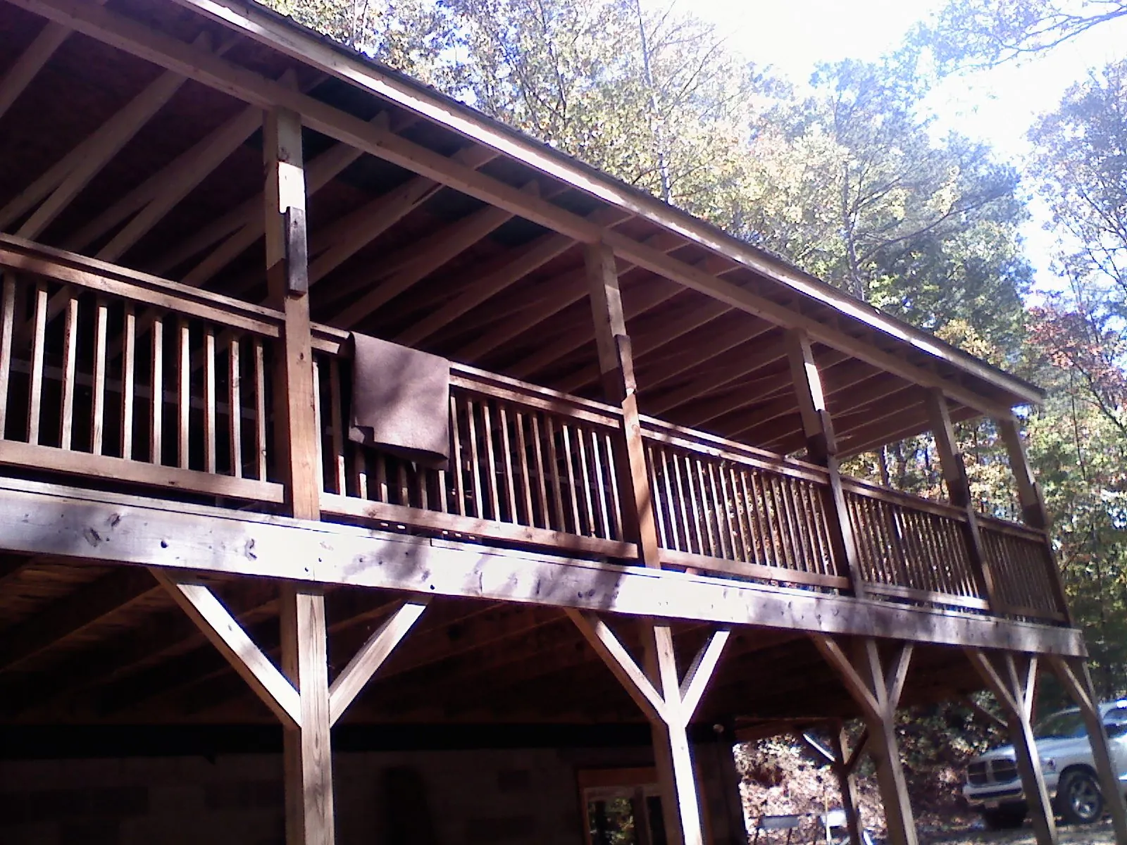 Timber framing under a new elevated porch and deck — Roof Leak Repair in Clyo by Roofing Brothers